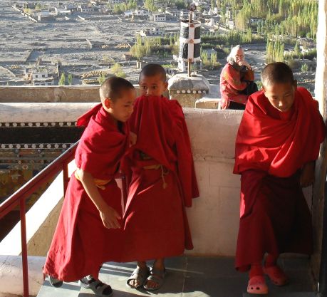 Drenge under uddannelse som munke i Thiksey-klostret. Foto: Annette Birch.